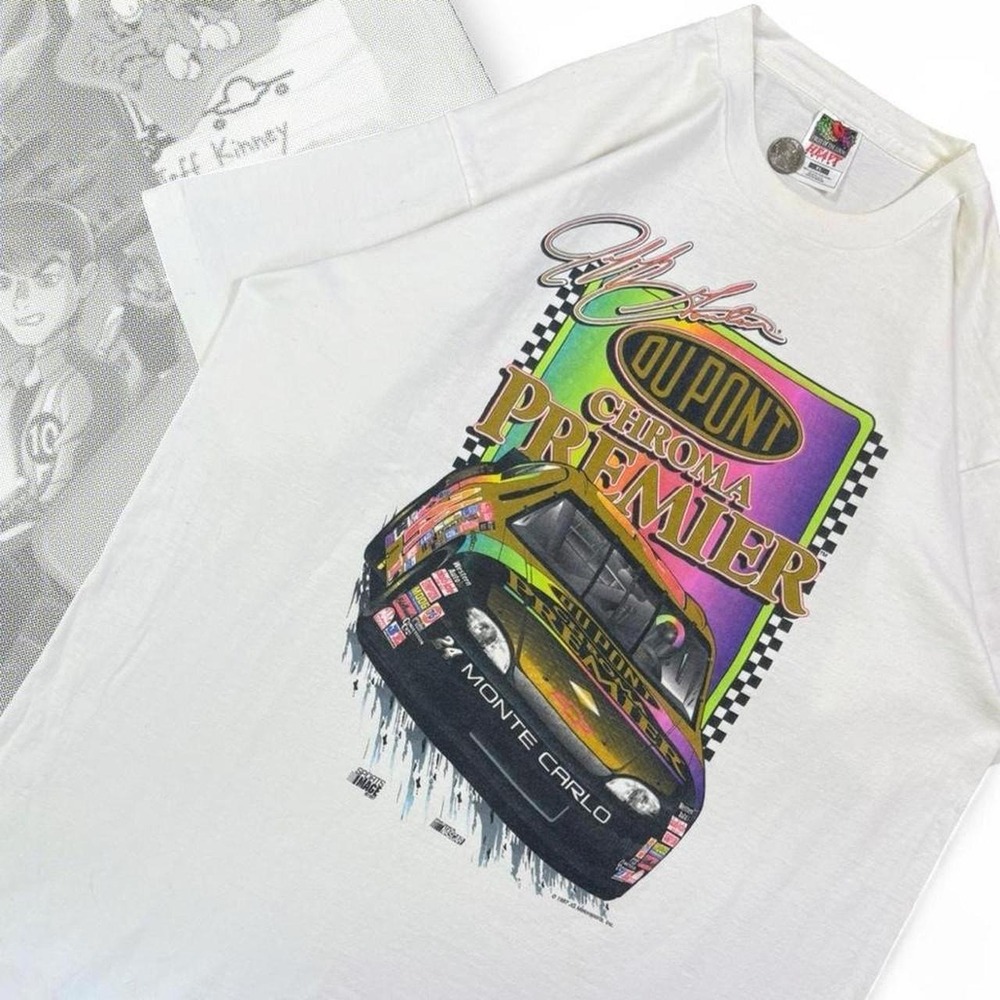 Vintage 90s Jeff Gordon Dupont Nascar Racing Graphic Tee Shirt White XL